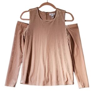 Calvin Klein Blush Mauve Soft Ribbed Luxe Velvet Open Shoulder Size Small NWOT